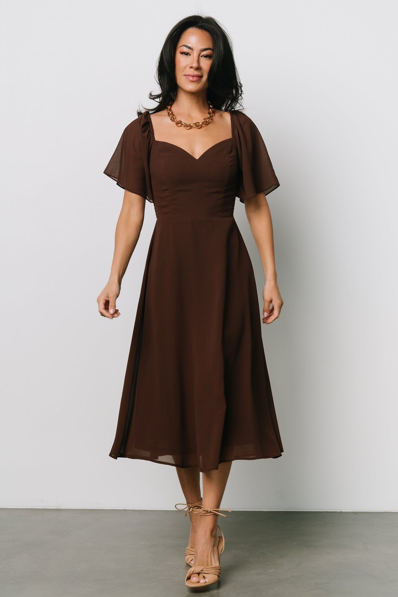 Colette Sweetheart Midi Dress | Espresso - Baltic Born