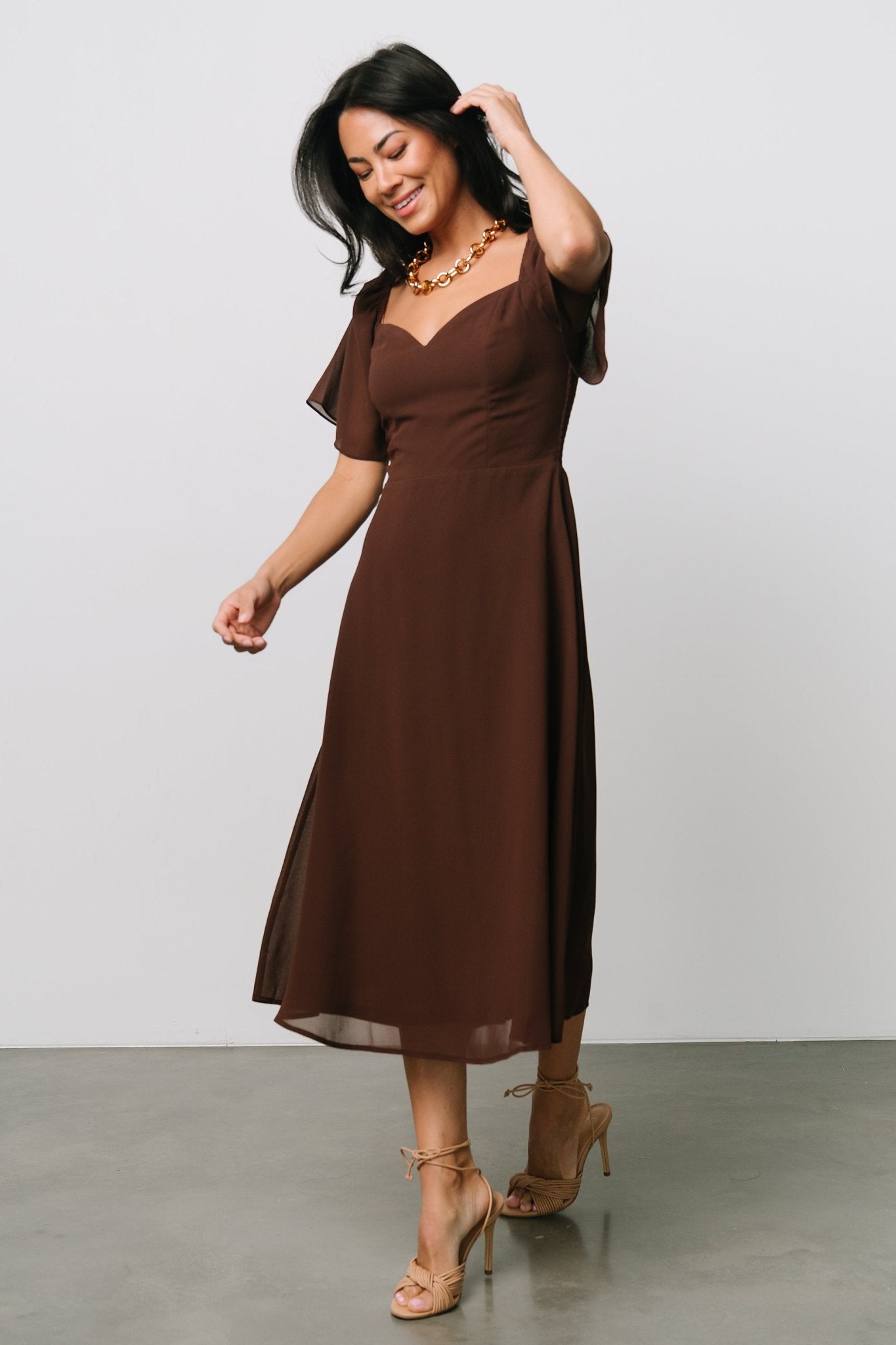 Colette Sweetheart Midi Dress | Espresso - Baltic Born