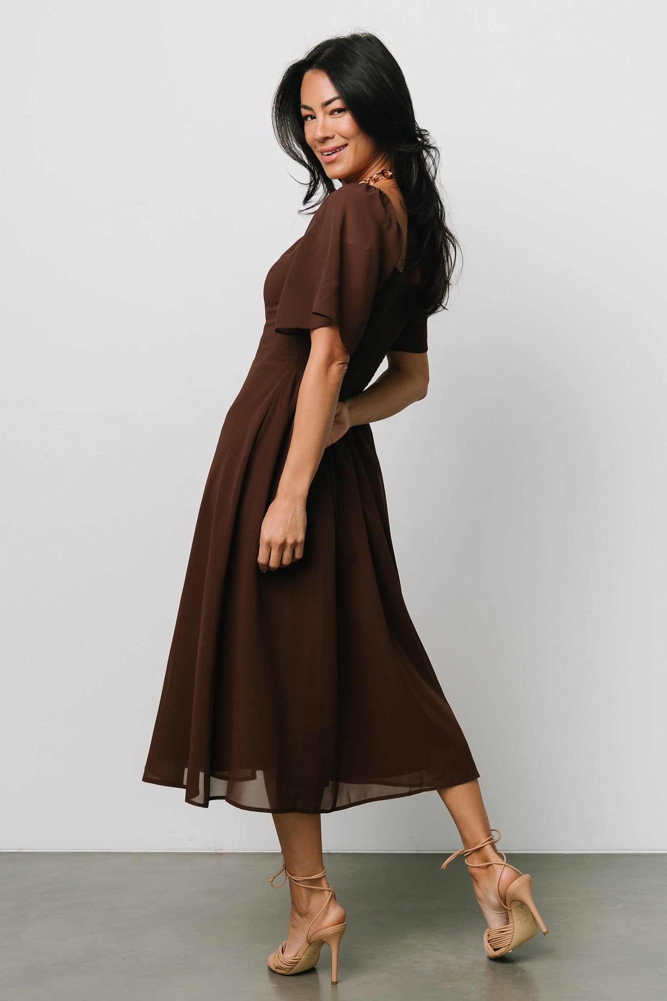 Colette Sweetheart Midi Dress | Espresso - Baltic Born