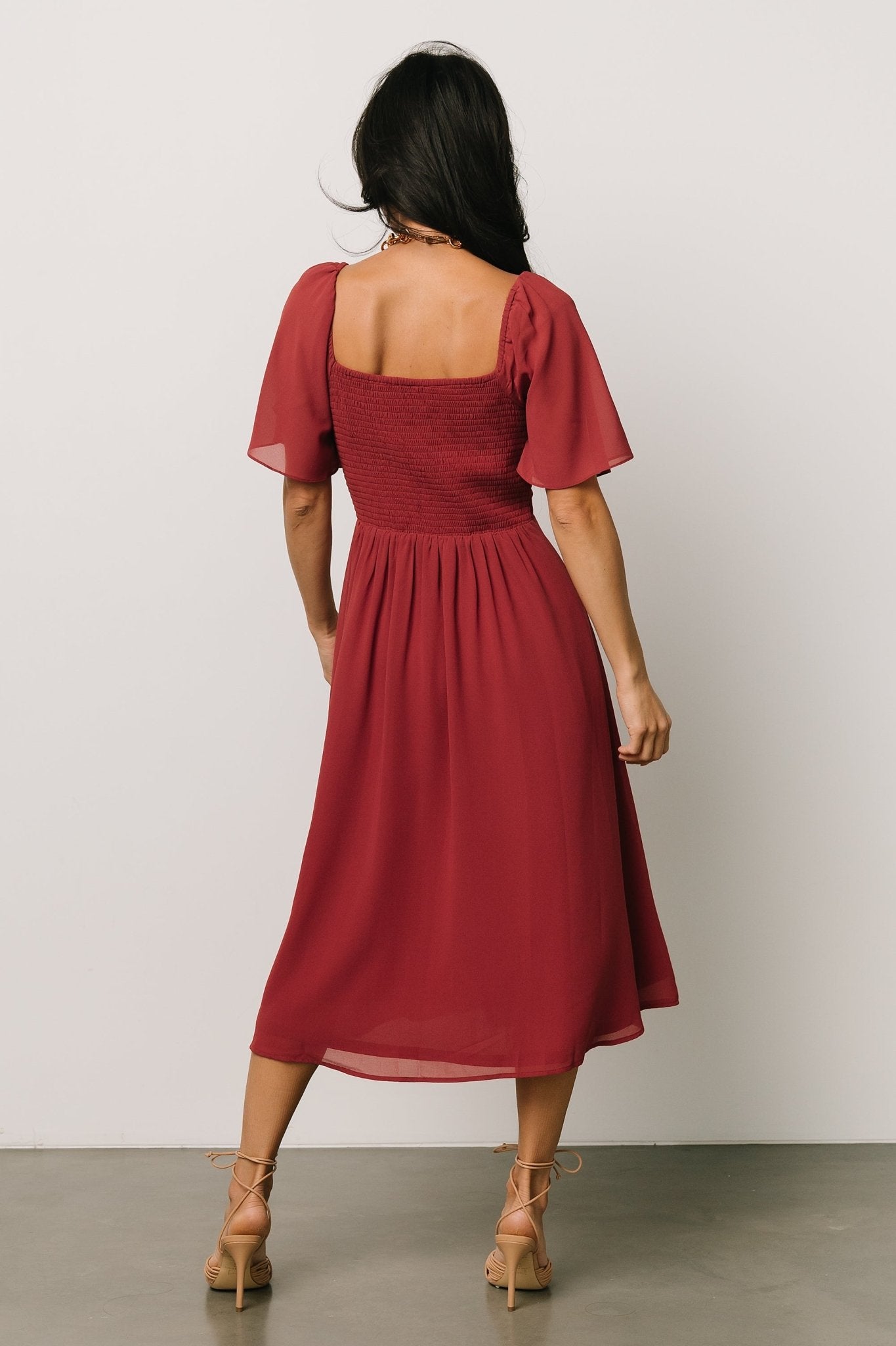 Colette Sweetheart Midi Dress | Terracotta - Baltic Born