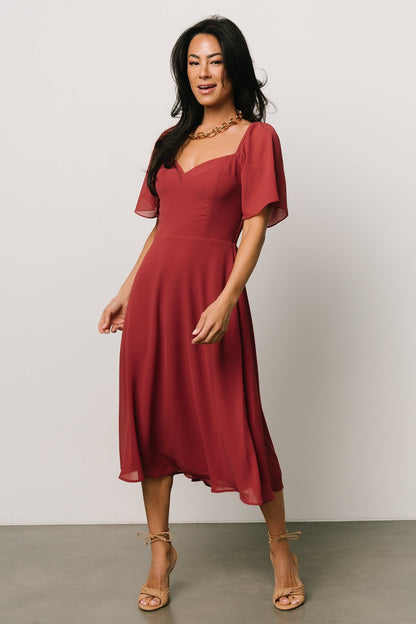 Colette Sweetheart Midi Dress | Terracotta - Baltic Born