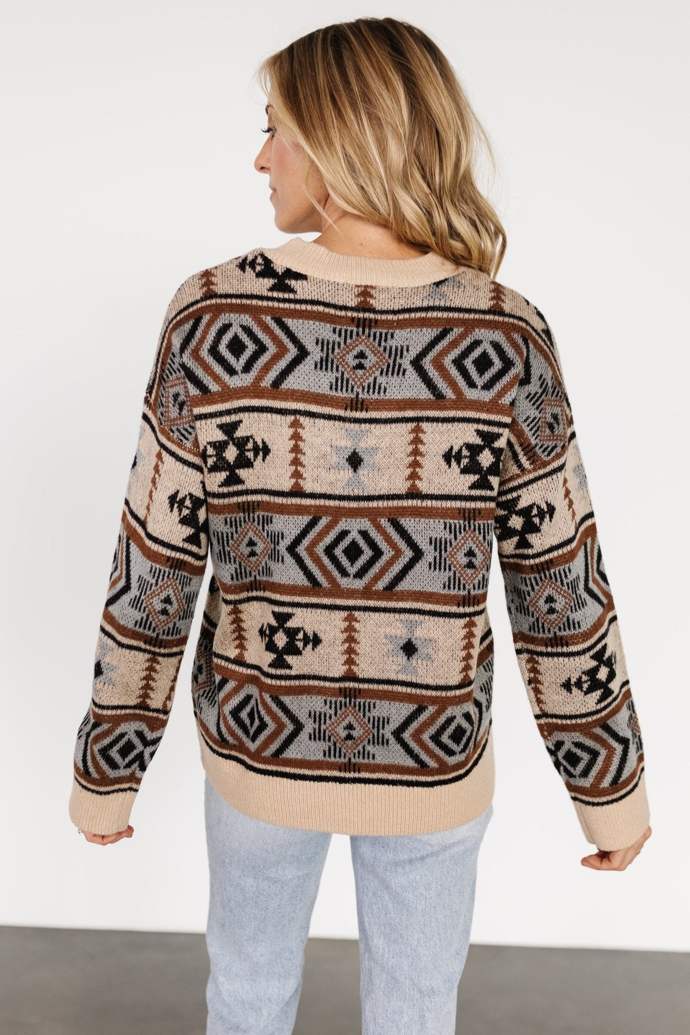 Conrad Knit Sweater | Tan Multi Print - Baltic Born