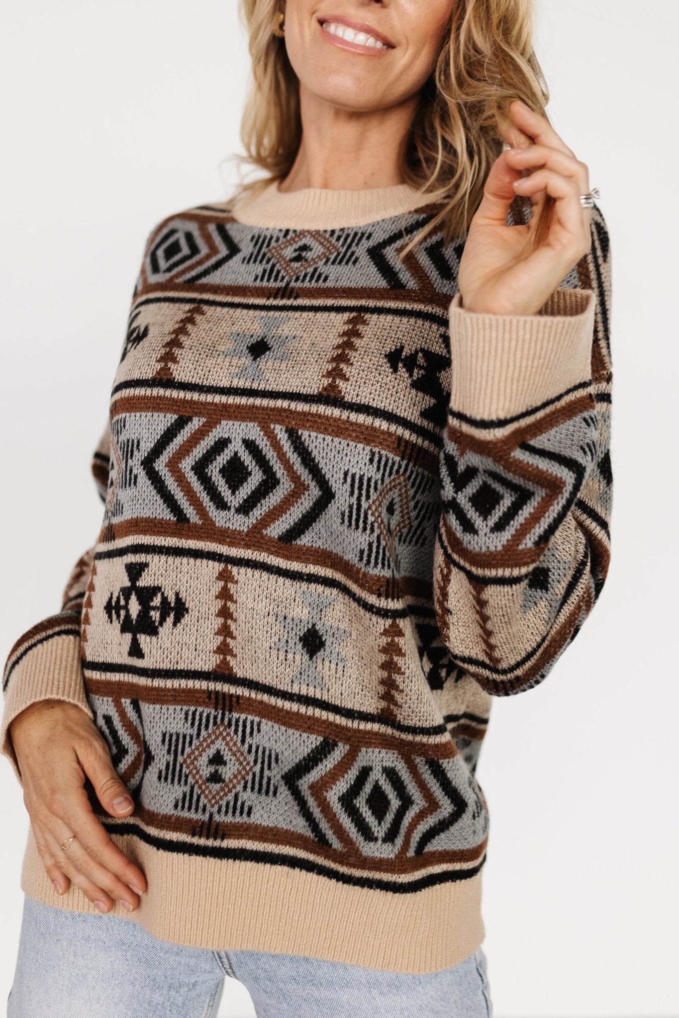 Conrad Knit Sweater | Tan Multi Print - Baltic Born