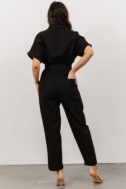 Dallas Button Up Jumpsuit | Black - Baltic Born