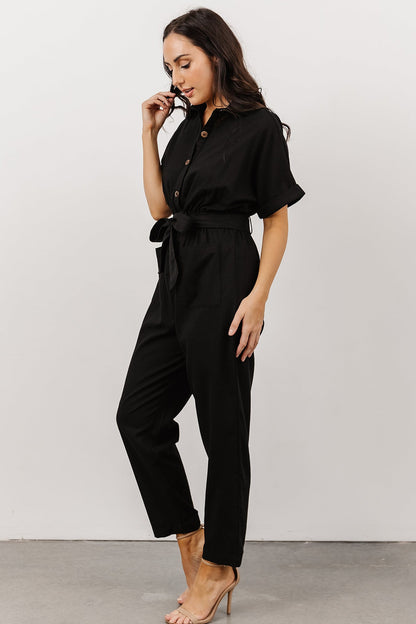 Dallas Button Up Jumpsuit | Black - Baltic Born