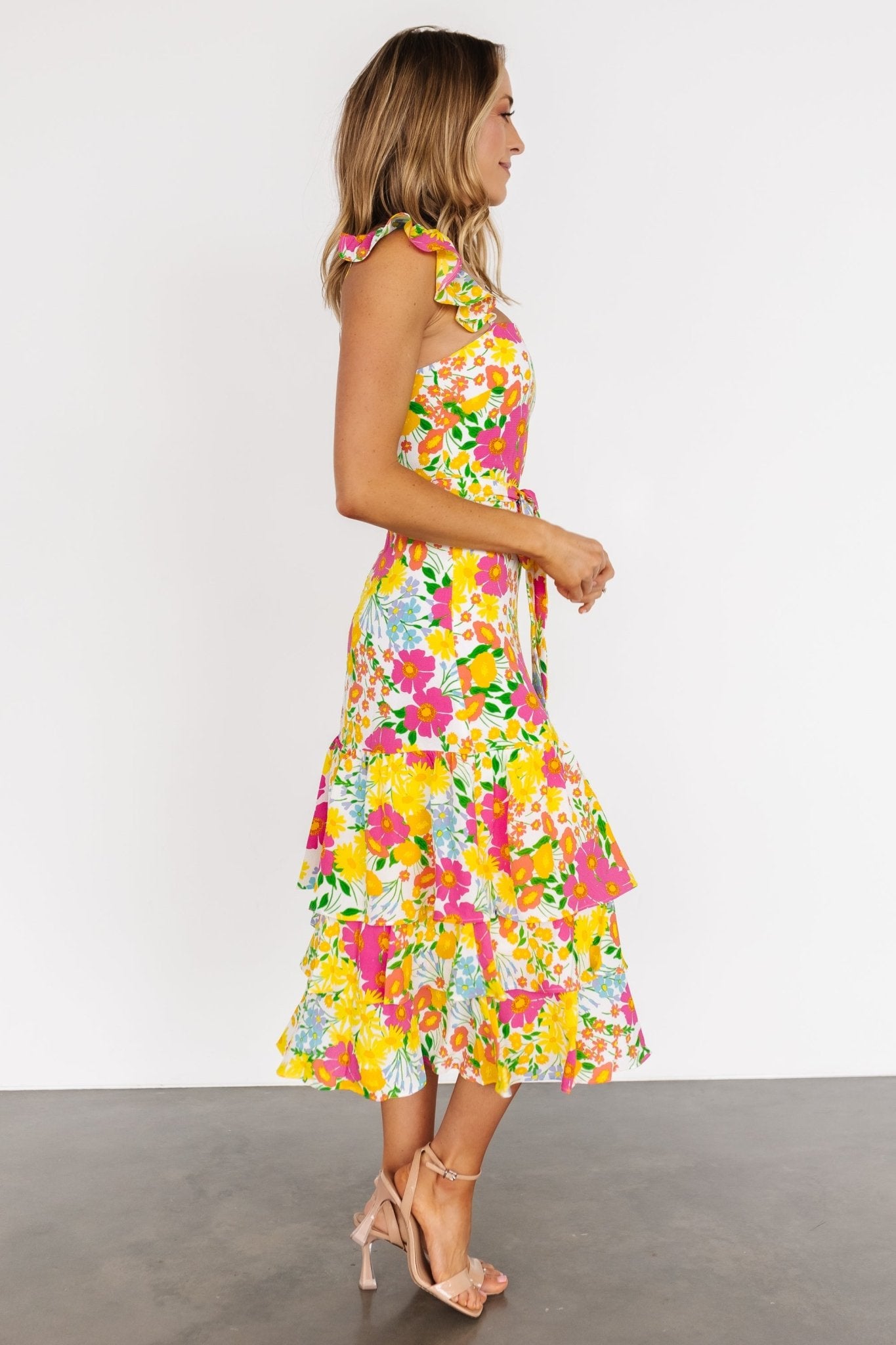 Dani Ruffle Tiered Midi Dress | Multi Floral - Baltic Born