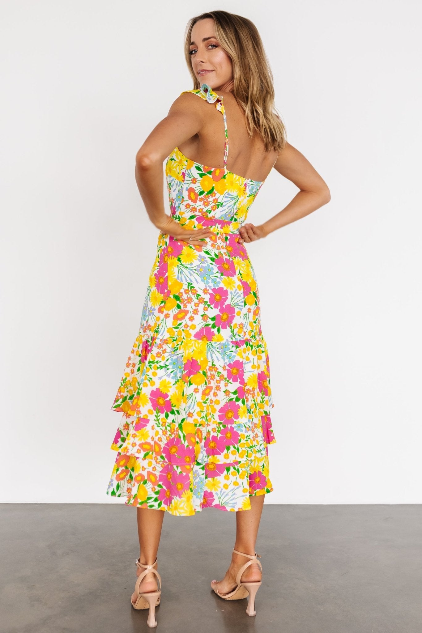 Dani Ruffle Tiered Midi Dress | Multi Floral - Baltic Born