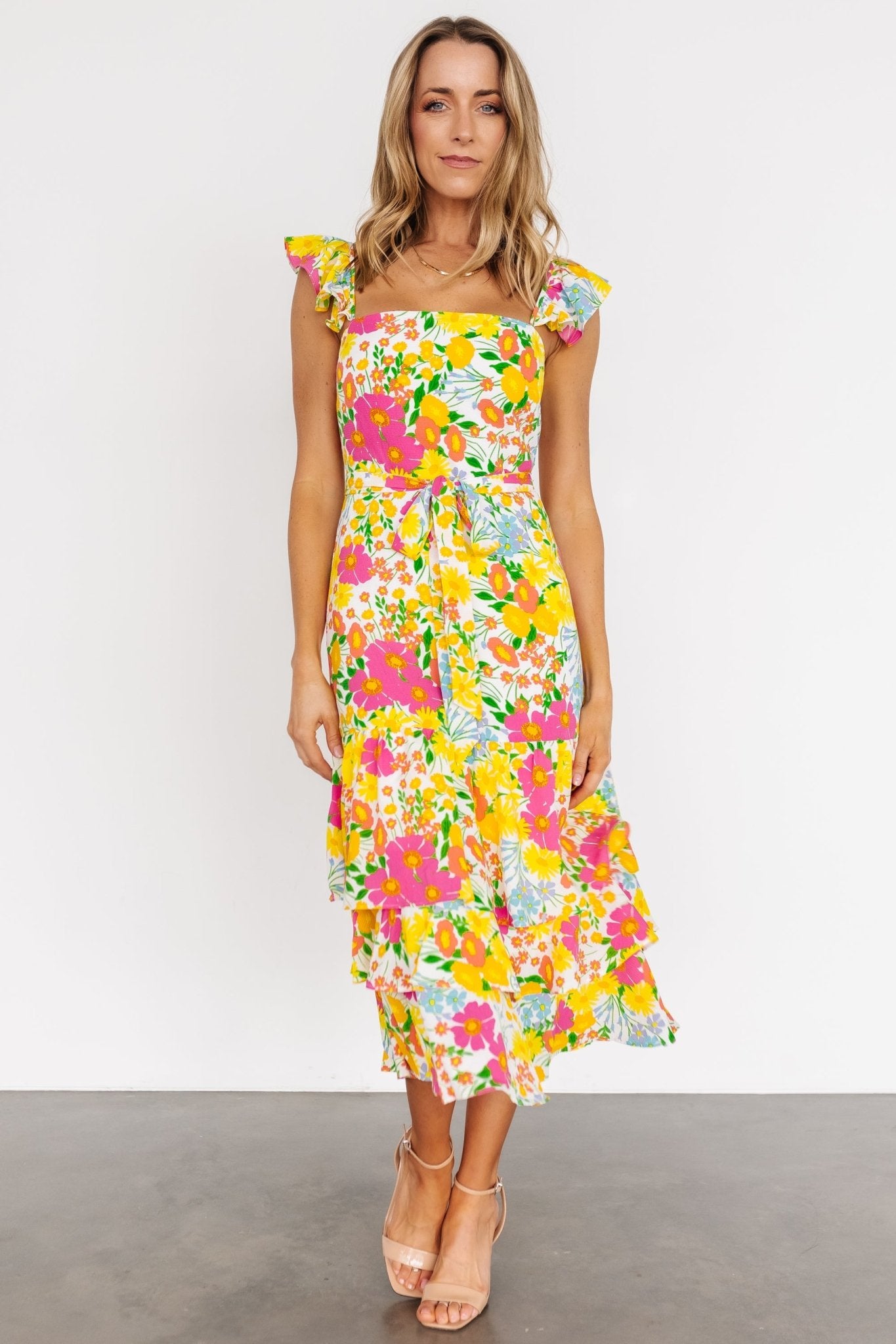 Dani Ruffle Tiered Midi Dress | Multi Floral - Baltic Born