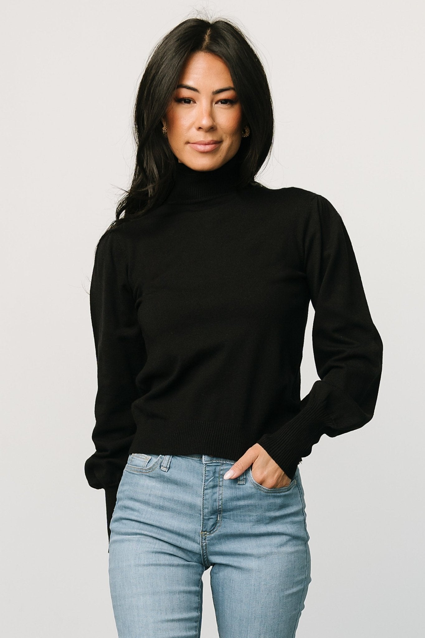 Danica Turtleneck Knit Top | Black - Baltic Born