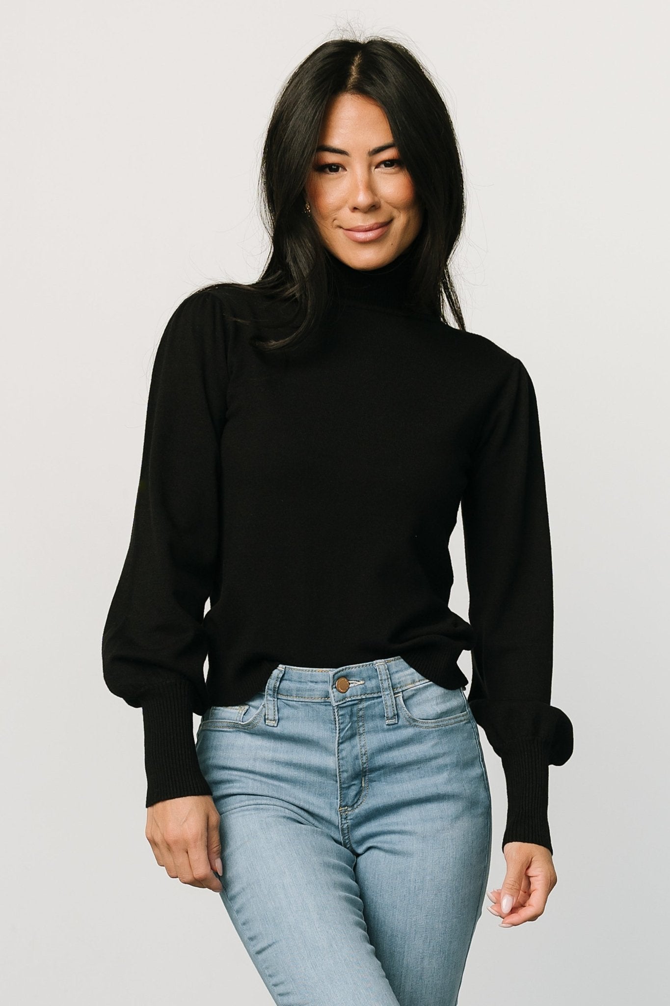 Danica Turtleneck Knit Top | Black - Baltic Born