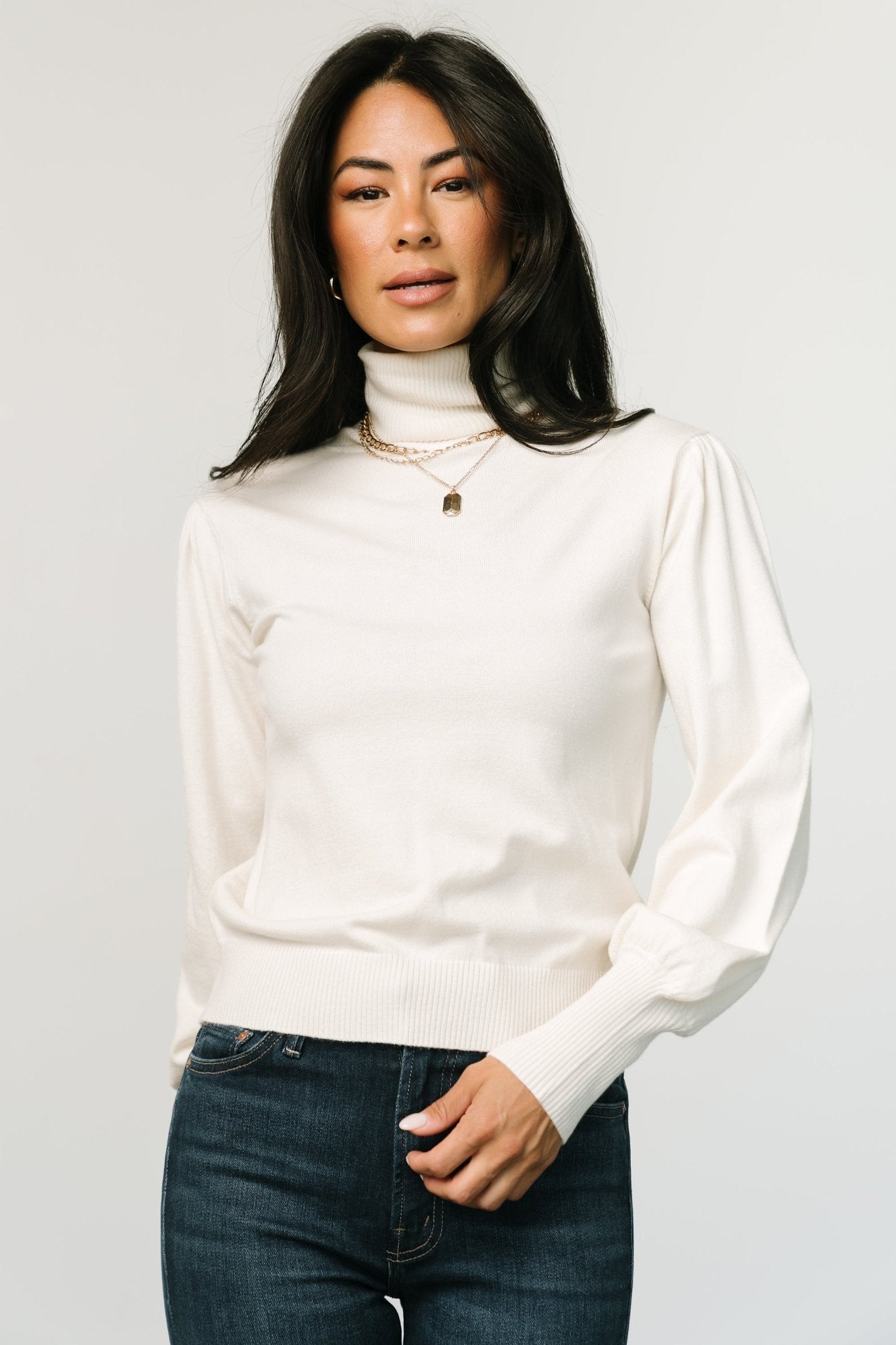 Danica Turtleneck Knit Top | Ivory - Baltic Born