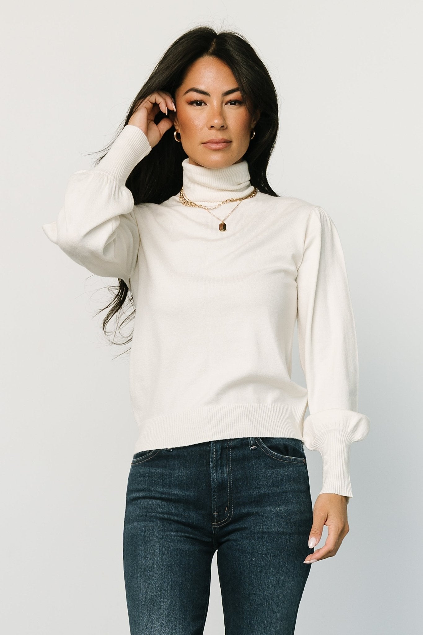 Danica Turtleneck Knit Top | Ivory - Baltic Born