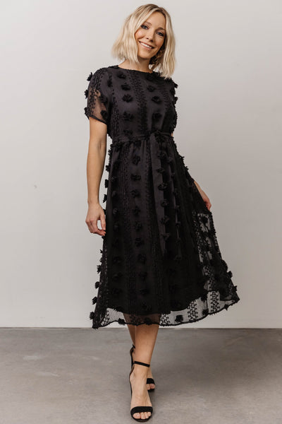 Textured Dot Lace Midi Dress