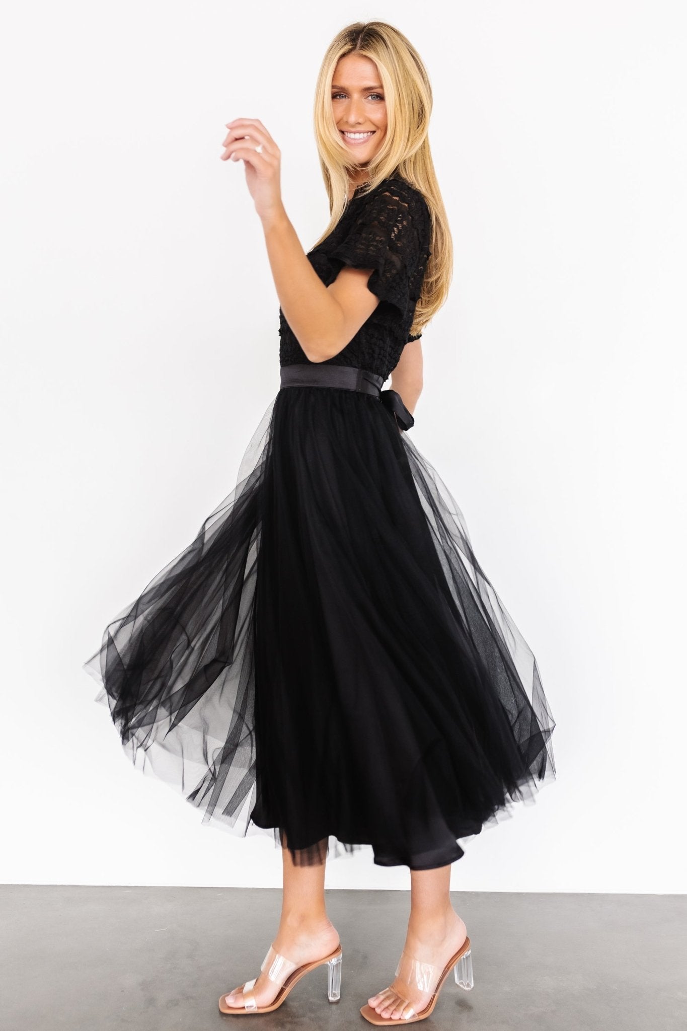 Darcy Tulle Midi Dress | Black - Baltic Born