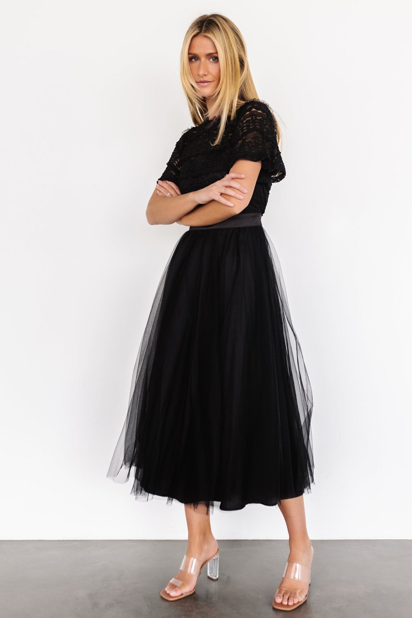 Darcy Tulle Midi Dress | Black - Baltic Born