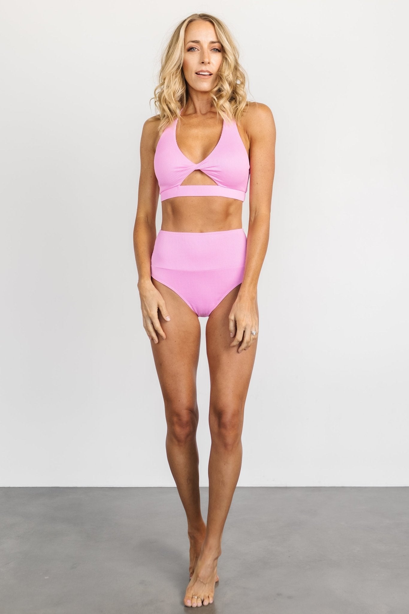 Del Mar Ribbed Bikini Bottom | Pink - Baltic Born