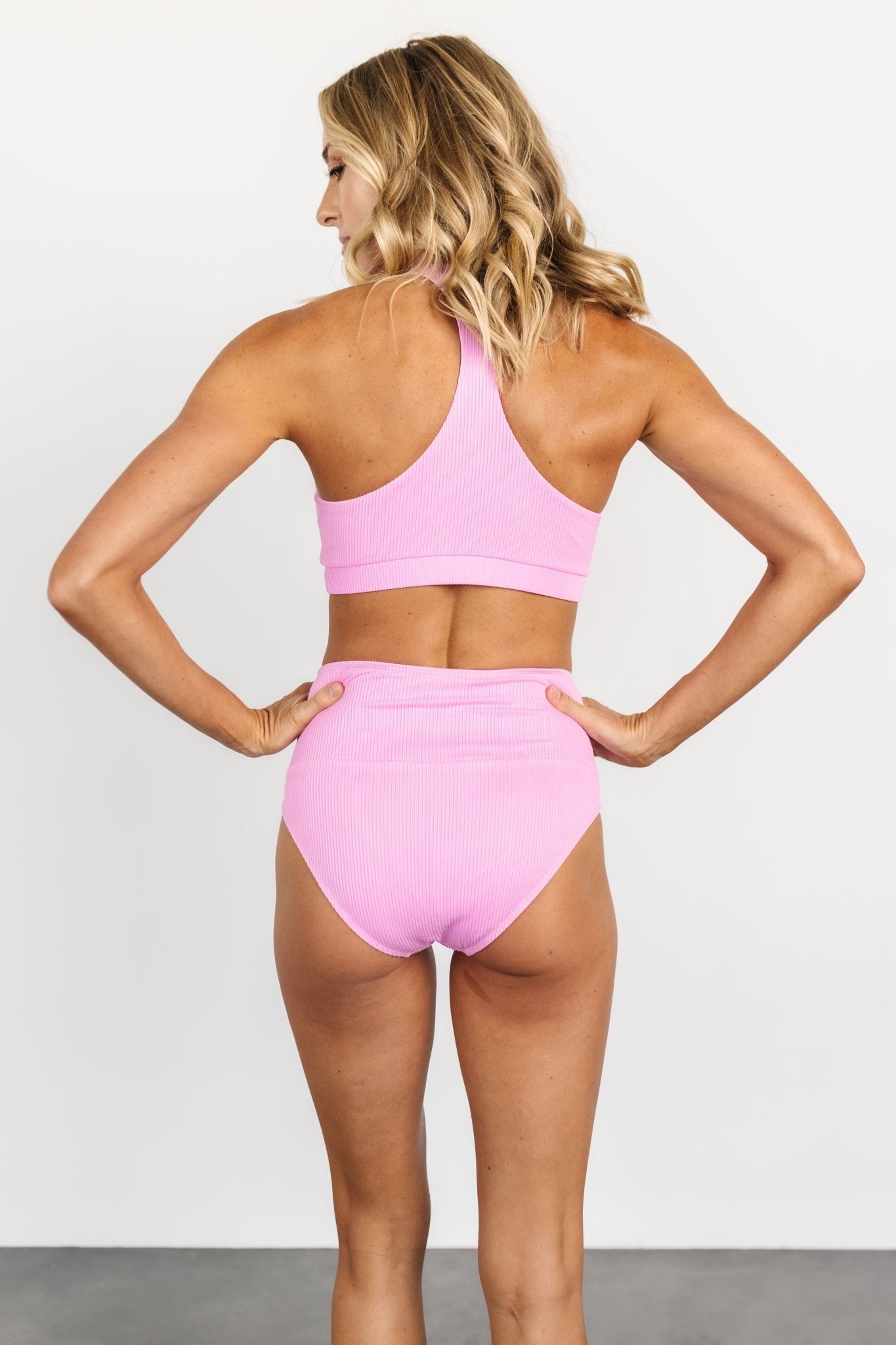 Del Mar Ribbed Bikini Bottom | Pink - Baltic Born