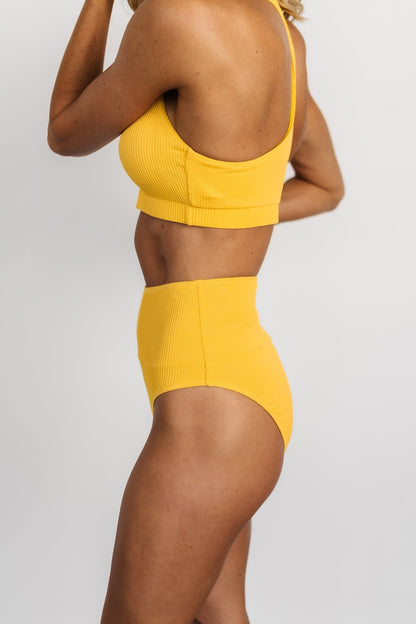 Del Mar Ribbed Bikini Bottom | Yellow - Baltic Born