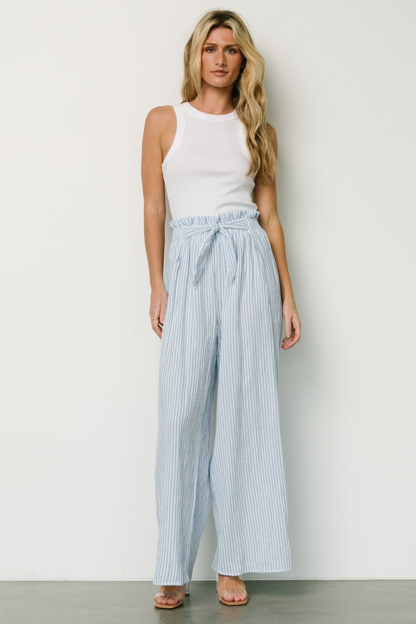 Delphi Wide Leg Pants | Blue Stripe - Baltic Born