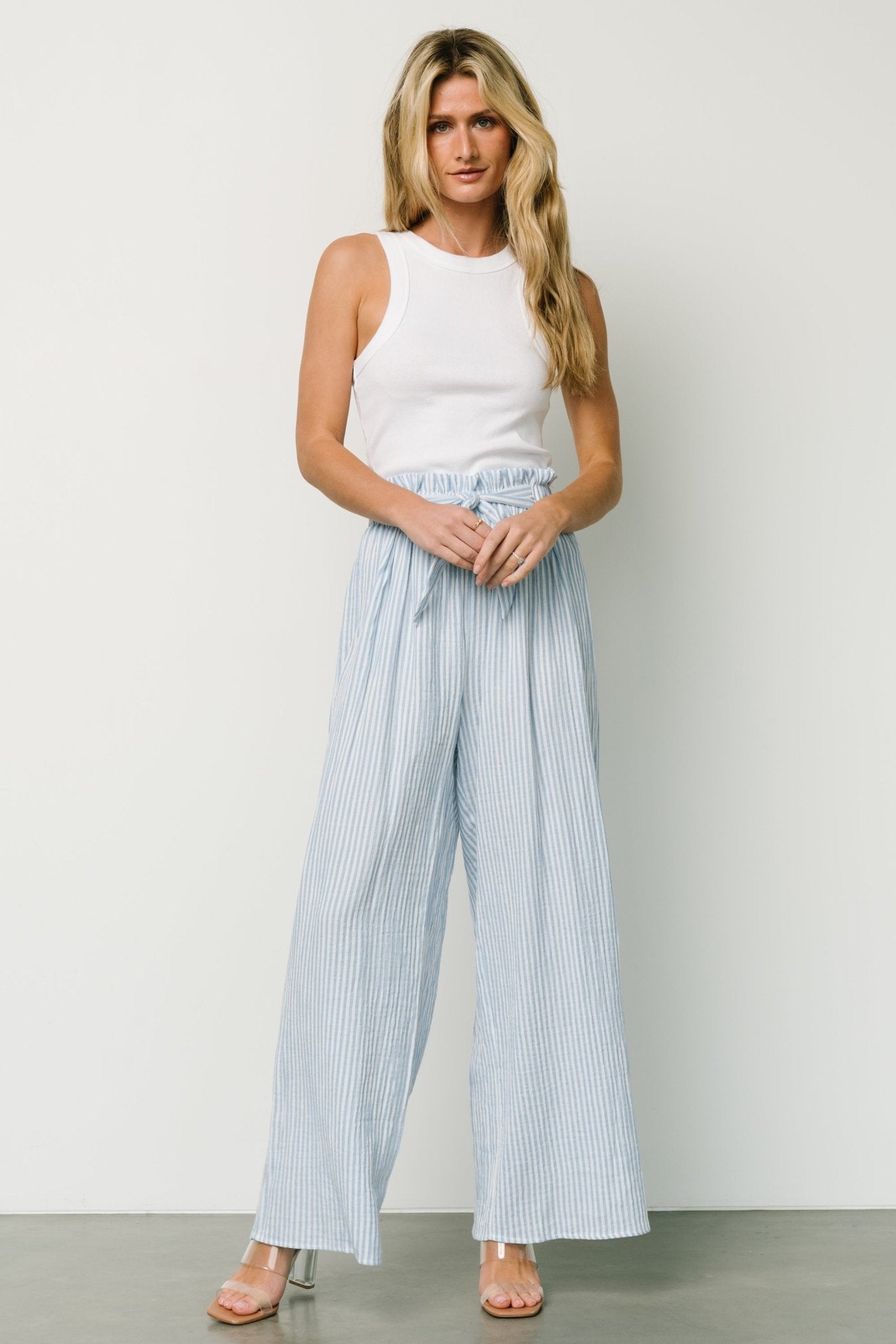 Delphi Wide Leg Pants | Blue Stripe - Baltic Born