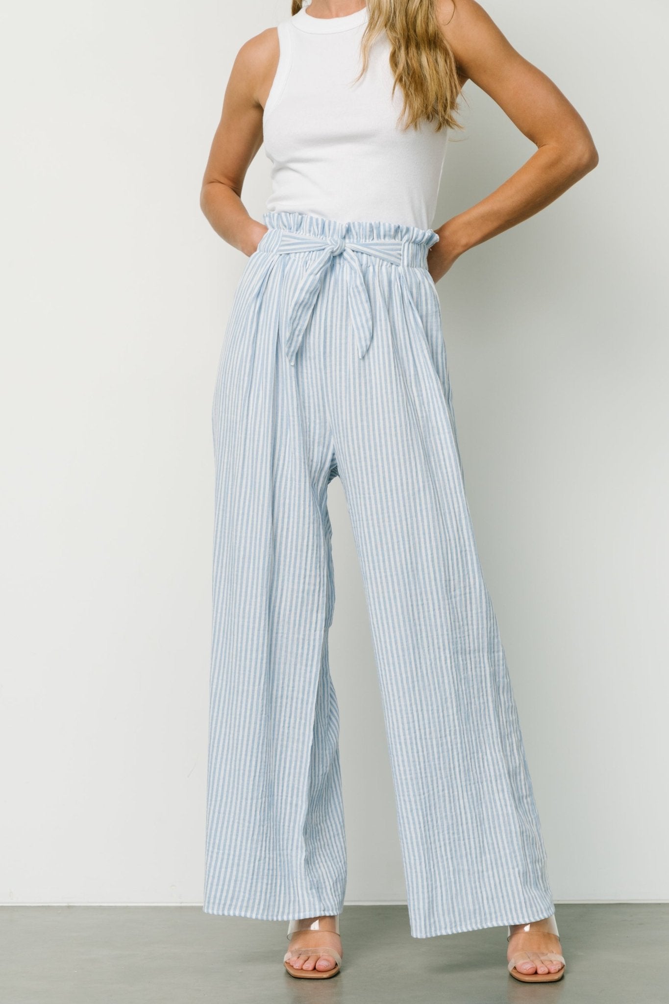 Delphi Wide Leg Pants | Blue Stripe - Baltic Born