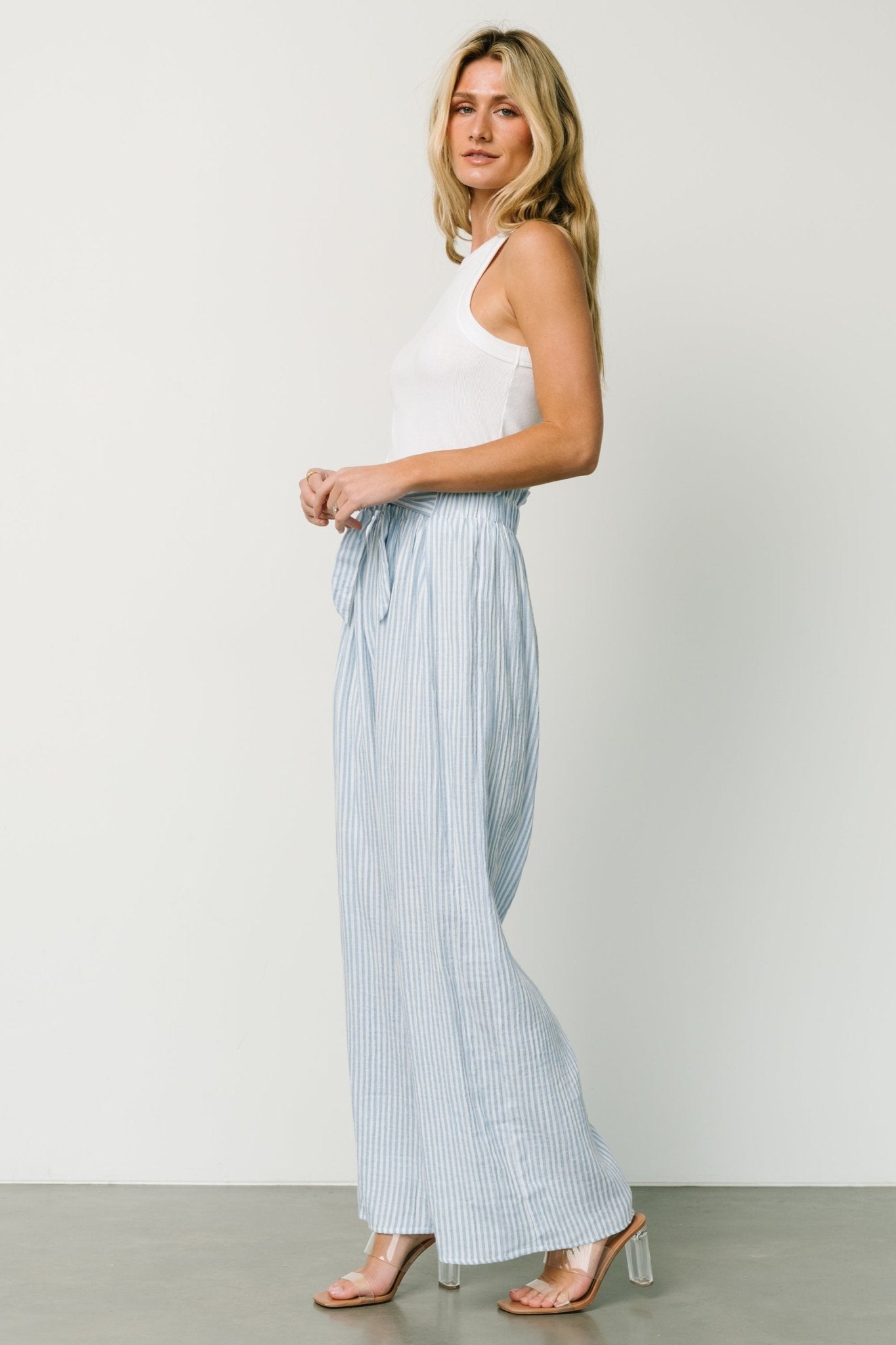 Delphi Wide Leg Pants | Blue Stripe - Baltic Born