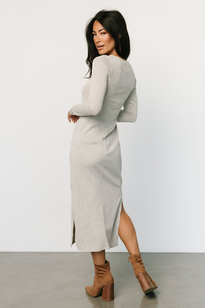 Denver Ribbed Midi Dress | Light Gray - Baltic Born