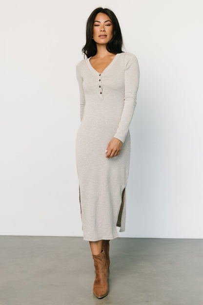 Denver Ribbed Midi Dress | Light Gray - Baltic Born