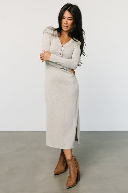 Denver Ribbed Midi Dress | Light Gray - Baltic Born