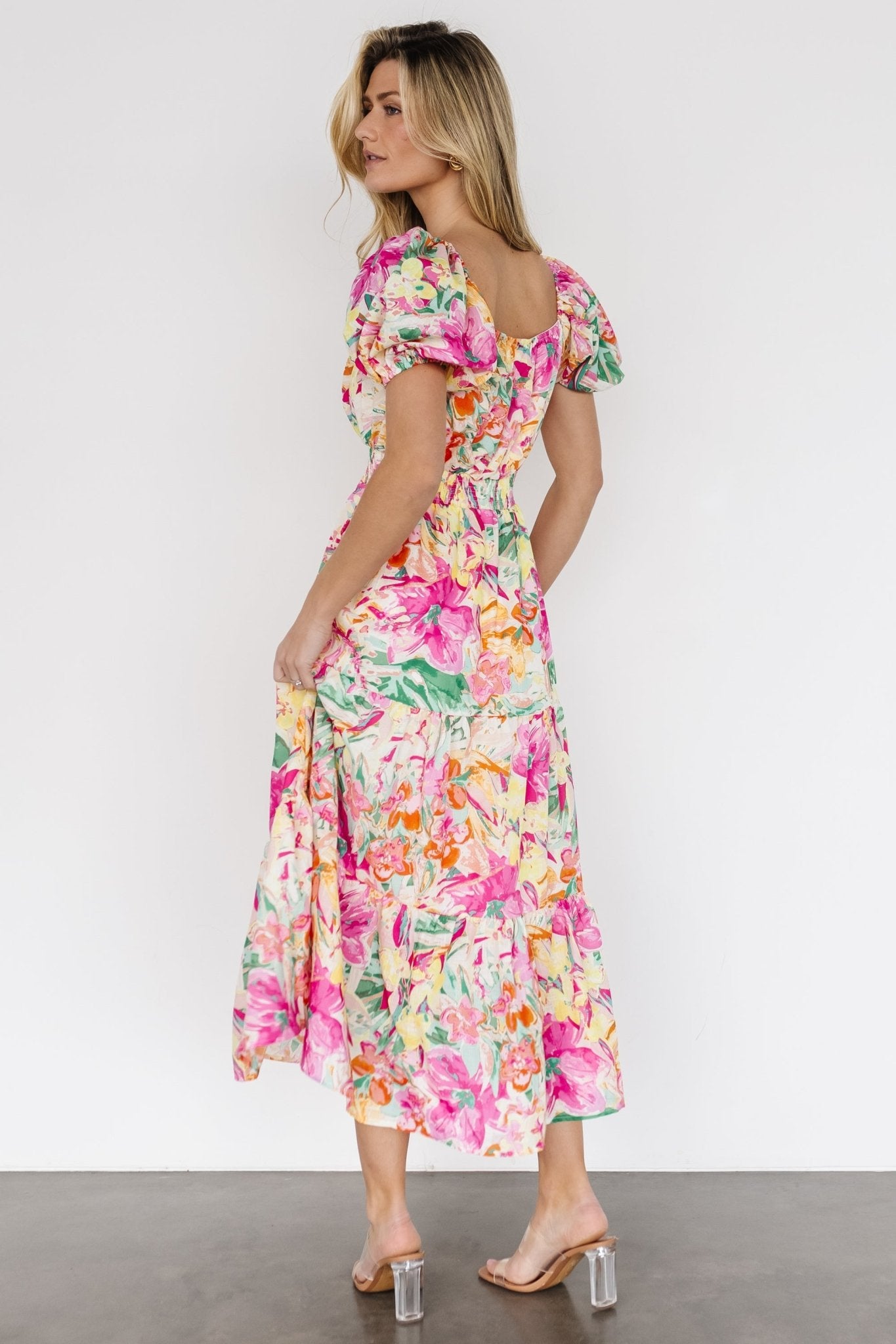 Denzel Puff Sleeve Midi Dress | Multi Floral - Baltic Born