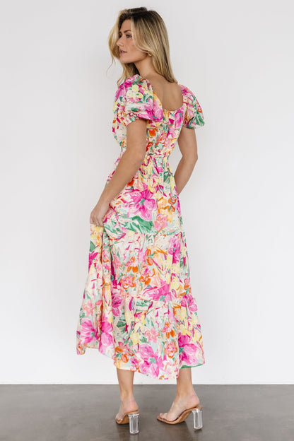 Denzel Puff Sleeve Midi Dress | Multi Floral - Baltic Born