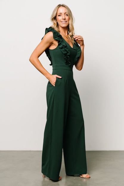 Descanso Ruffle Jumpsuit | Dark Green - Baltic Born