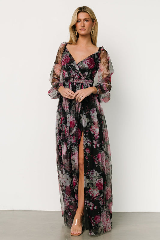 Desiree Tulle Maxi Dress | Black Floral - Baltic Born