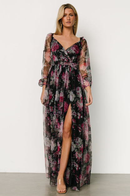 Desiree Tulle Maxi Dress | Black Floral - Baltic Born