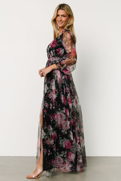 Desiree Tulle Maxi Dress | Black Floral - Baltic Born