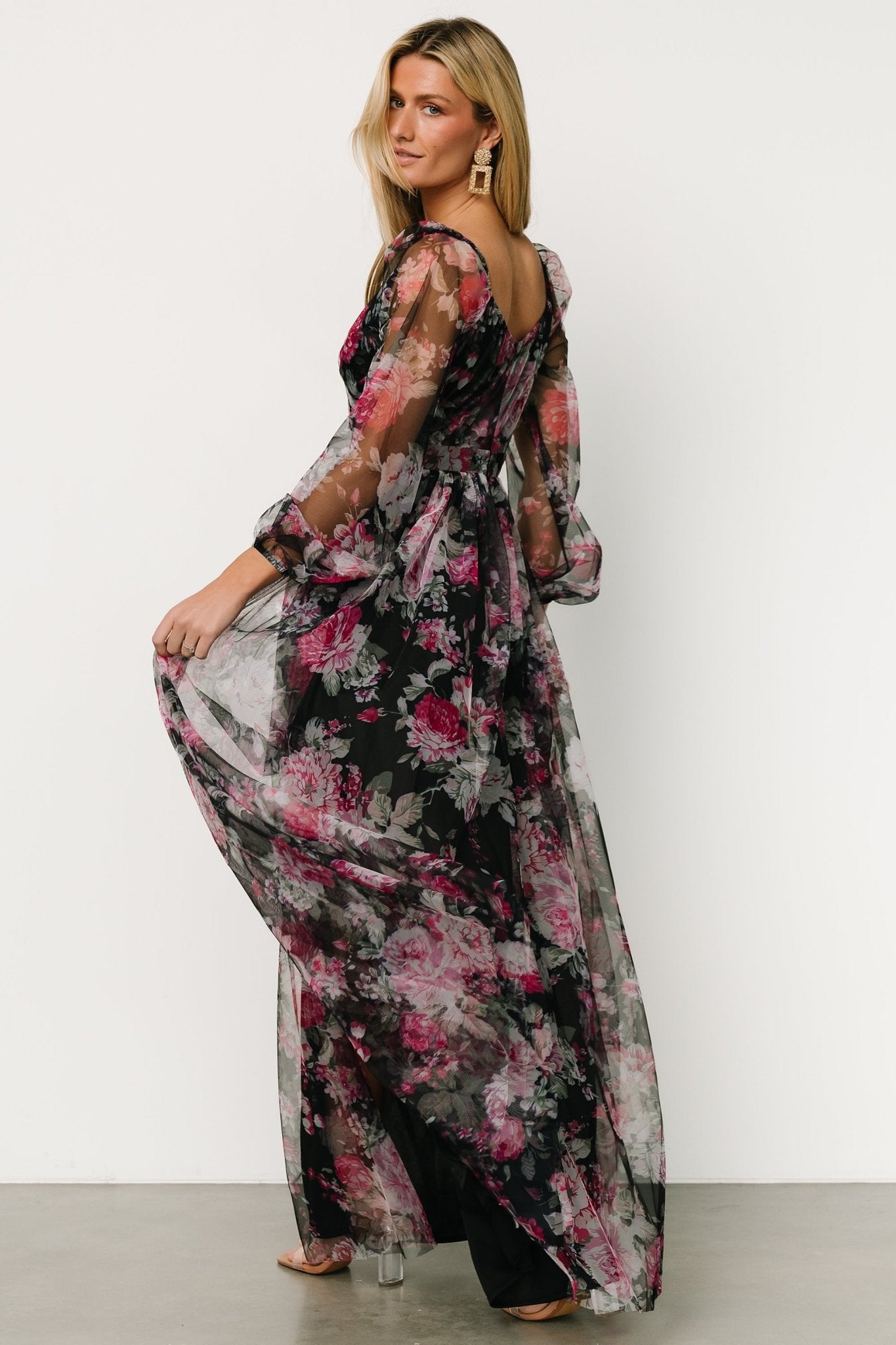 Desiree Tulle Maxi Dress | Black Floral - Baltic Born