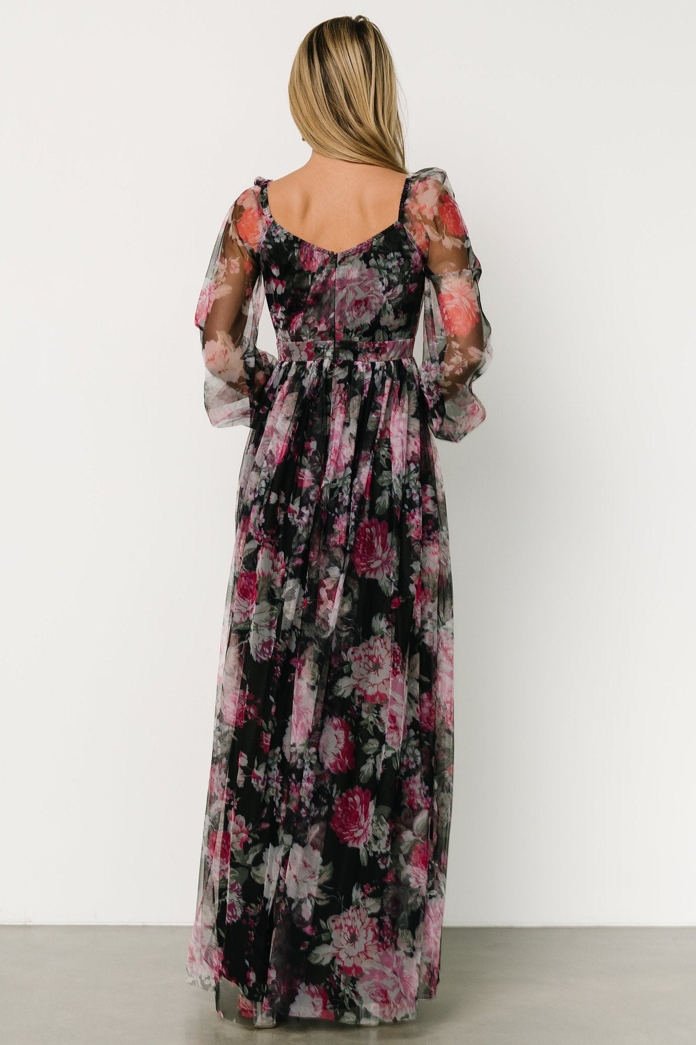 Desiree Tulle Maxi Dress | Black Floral - Baltic Born