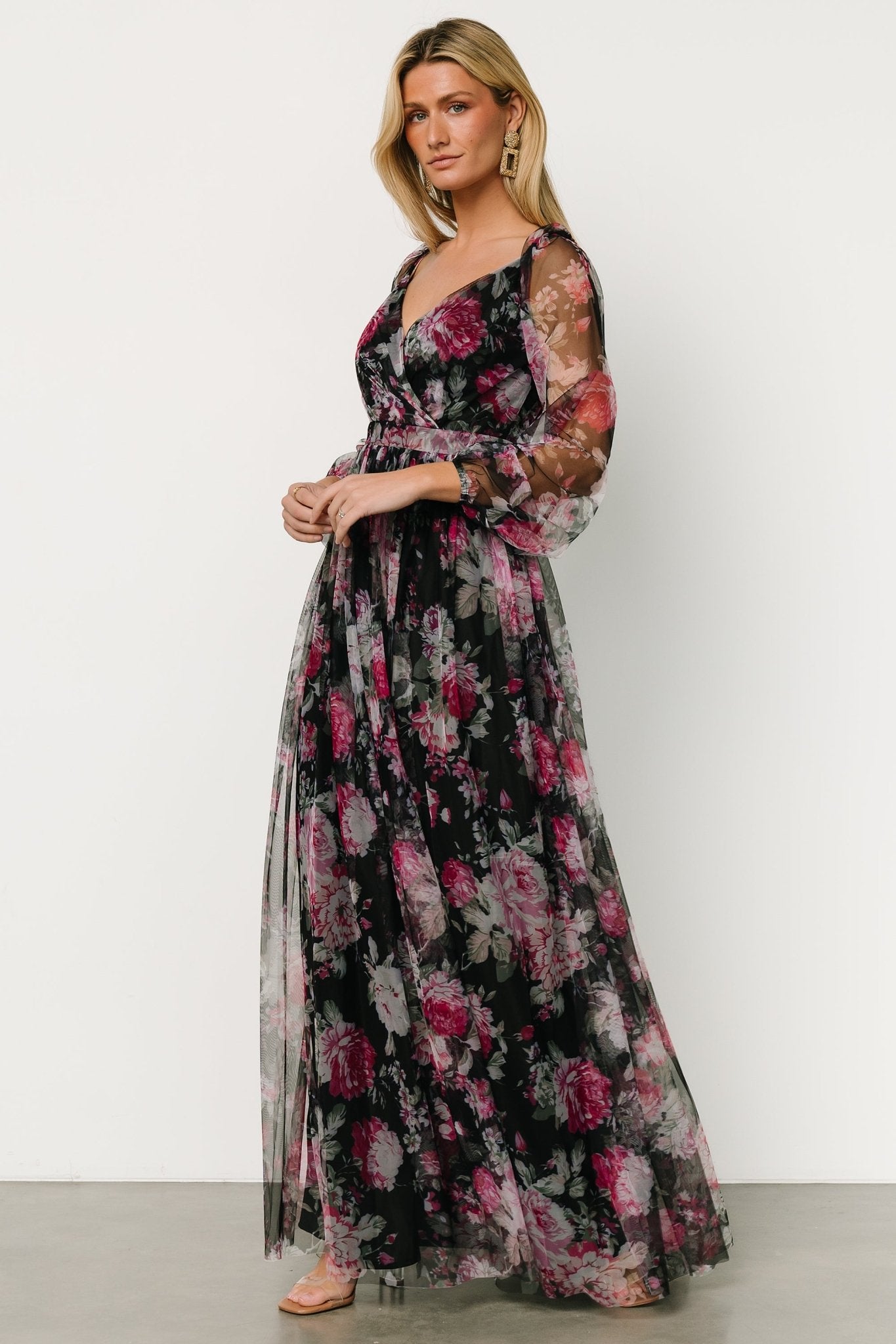 Desiree Tulle Maxi Dress | Black Floral - Baltic Born