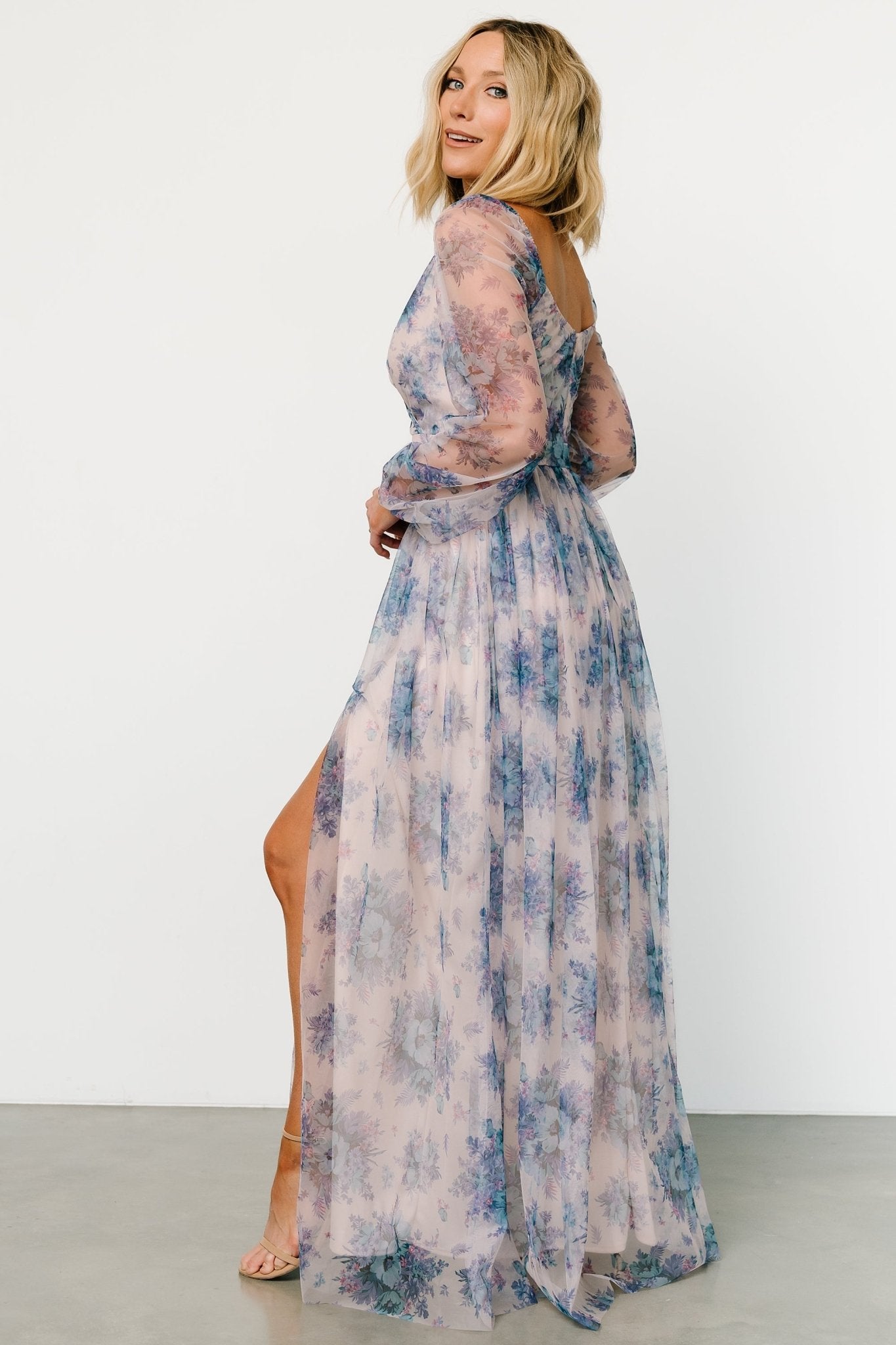 Desiree Tulle Maxi Dress | Natural + Slate Floral - Baltic Born