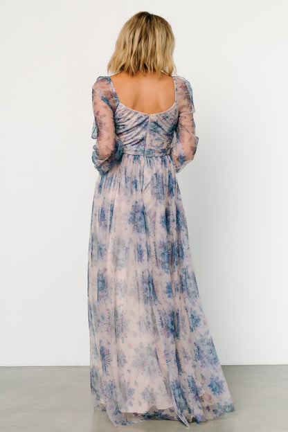 Desiree Tulle Maxi Dress | Natural + Slate Floral - Baltic Born