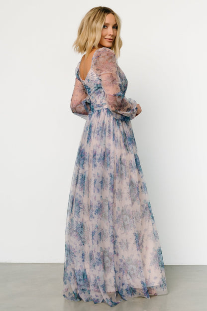 Desiree Tulle Maxi Dress | Natural + Slate Floral - Baltic Born