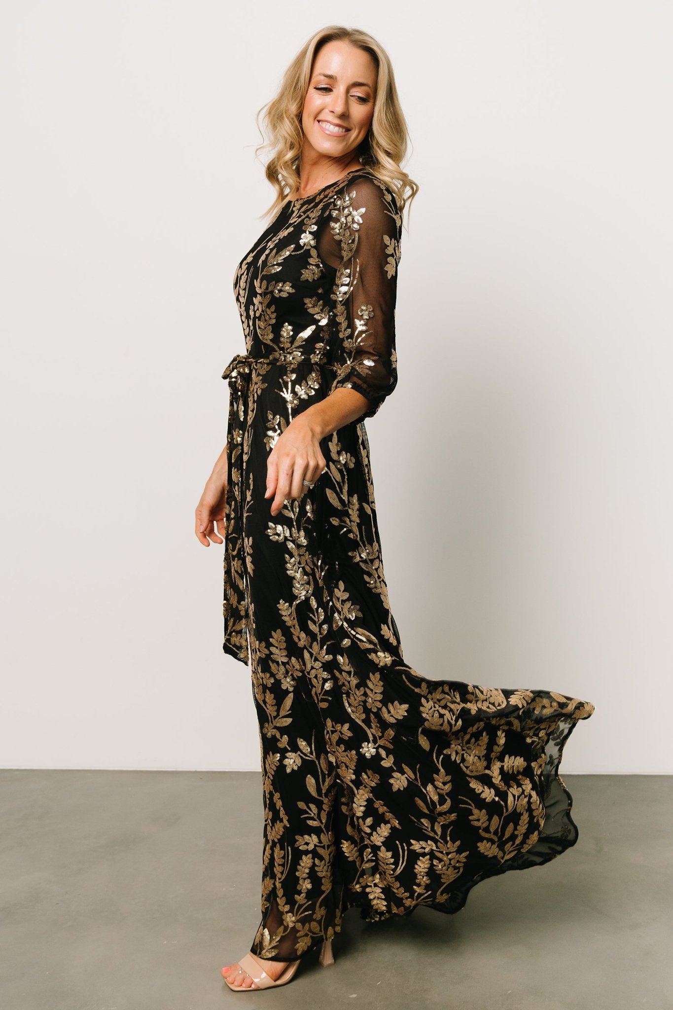 Destiny Sequin Maxi Dress | Black + Gold - Baltic Born