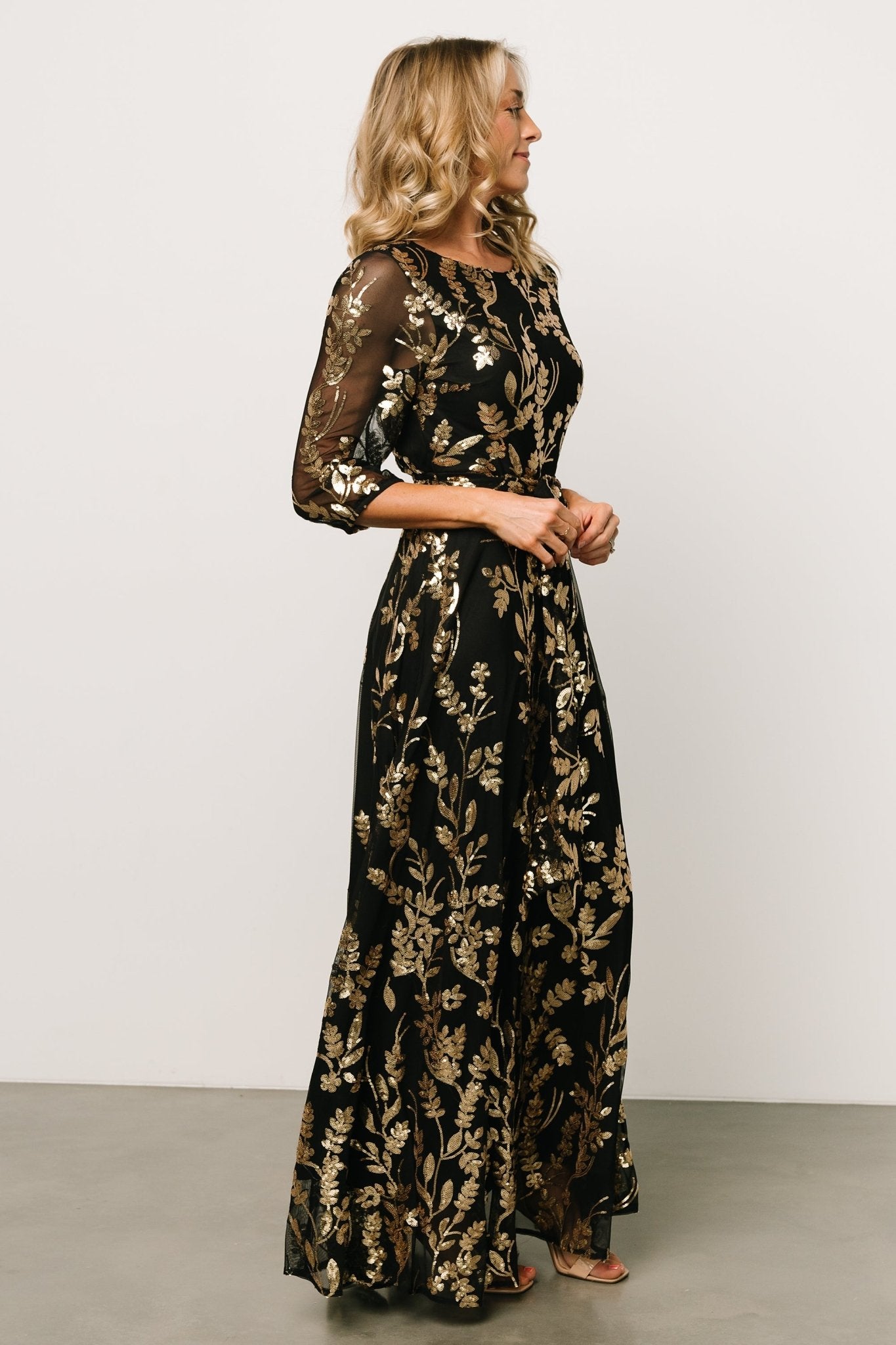 Destiny Sequin Maxi Dress | Black + Gold - Baltic Born