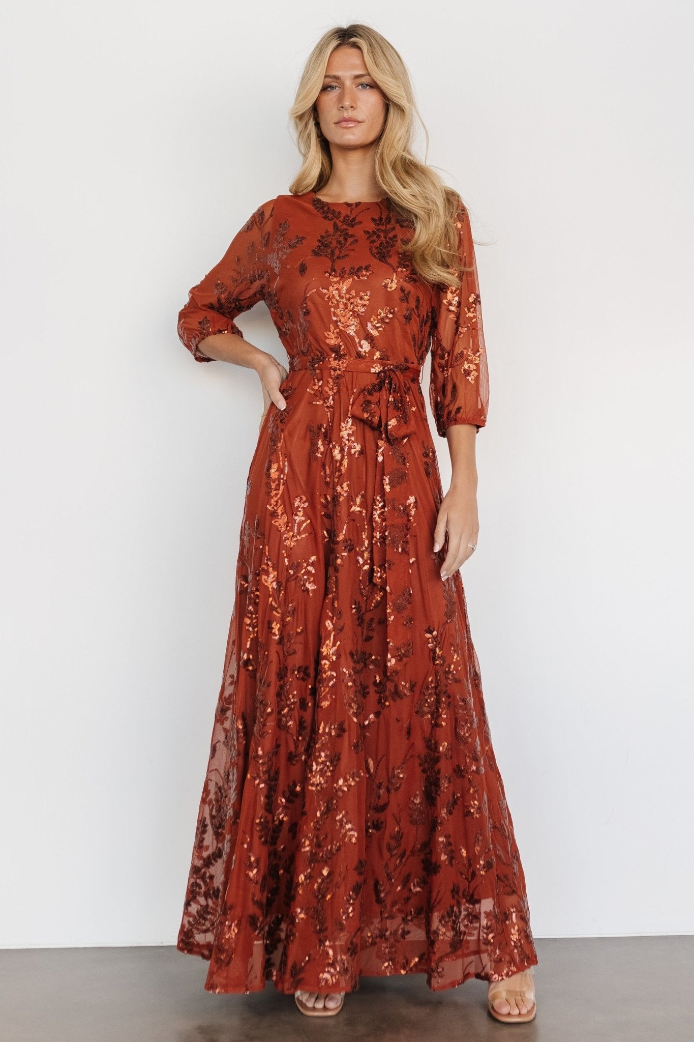 Destiny Sequin Maxi Dress | Cinnamon - Baltic Born