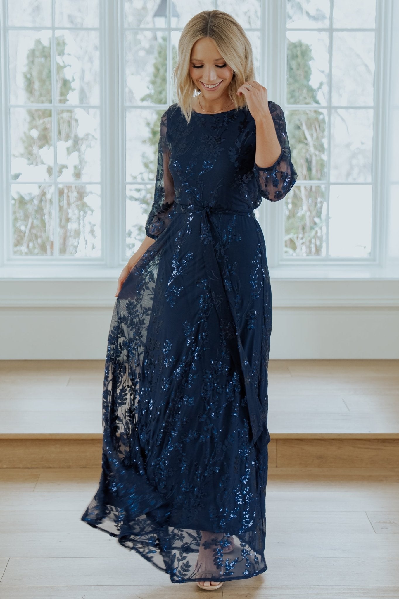 Destiny Sequin Maxi Dress | Navy - Baltic Born