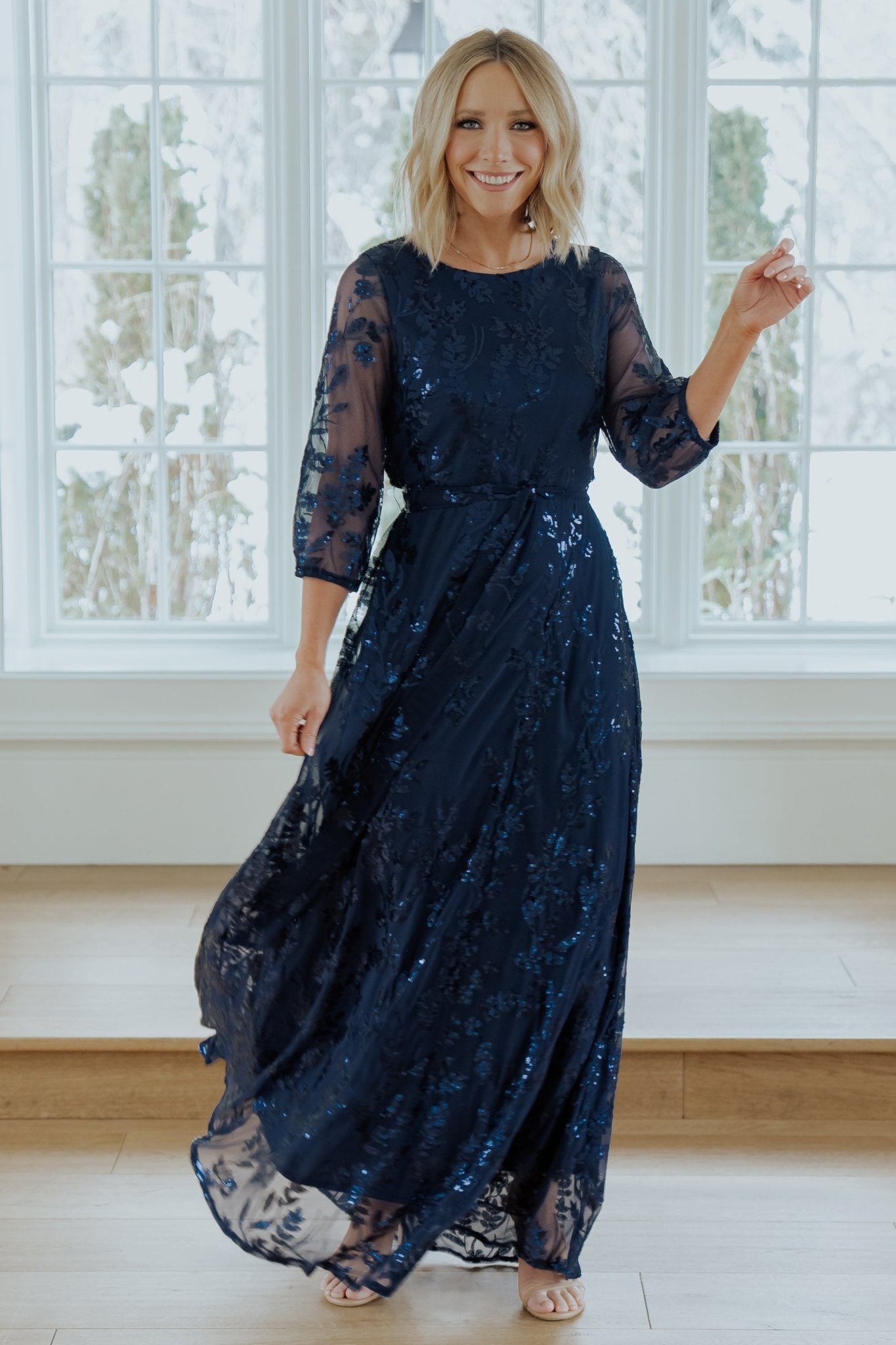 Destiny Sequin Maxi Dress | Navy - Baltic Born