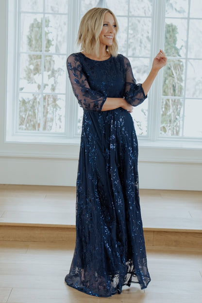 Destiny Sequin Maxi Dress | Navy - Baltic Born