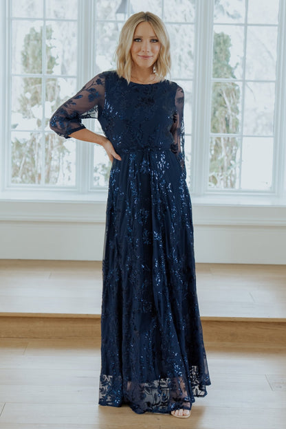 Destiny Sequin Maxi Dress | Navy - Baltic Born