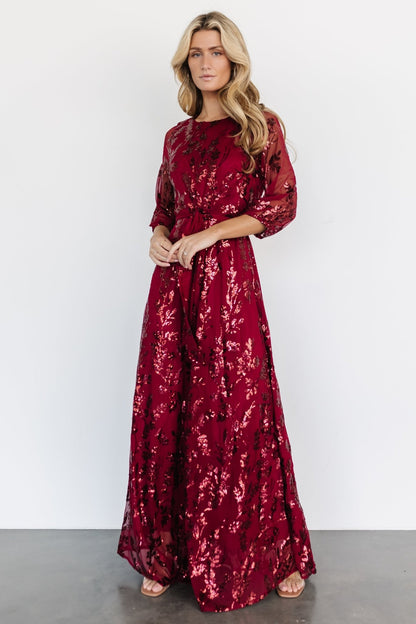 Destiny Sequin Maxi Dress | Wine - Baltic Born