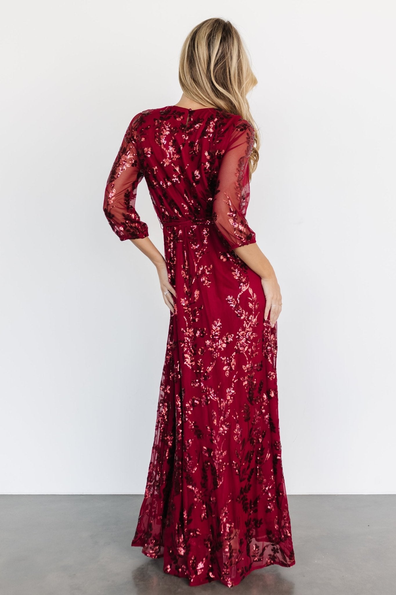 Destiny Sequin Maxi Dress | Wine - Baltic Born